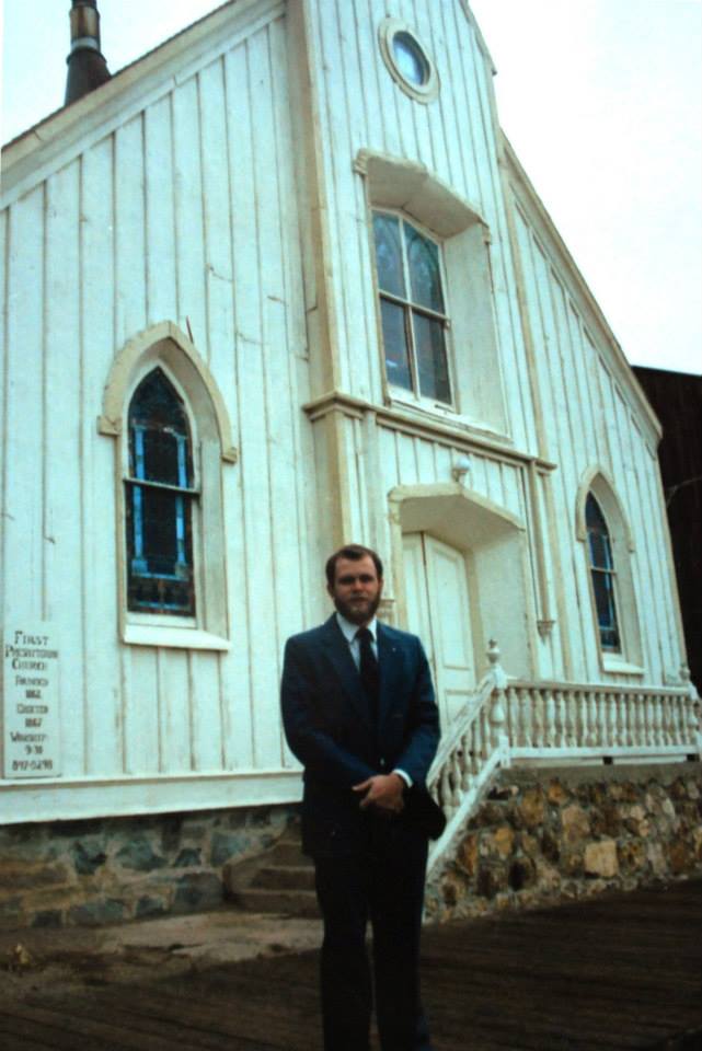 The author in front of First Presbyterian Church of Virginia City, Nevada, in 1988. 