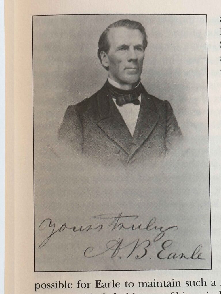 Photo with signature of A. B. Earle. Copied from his book, "Bringing in Sheaves"