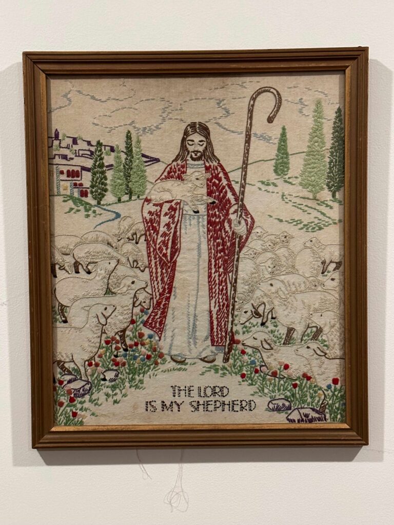 needlepoint of "The Lord is my Shepherd" done by my grandmother
