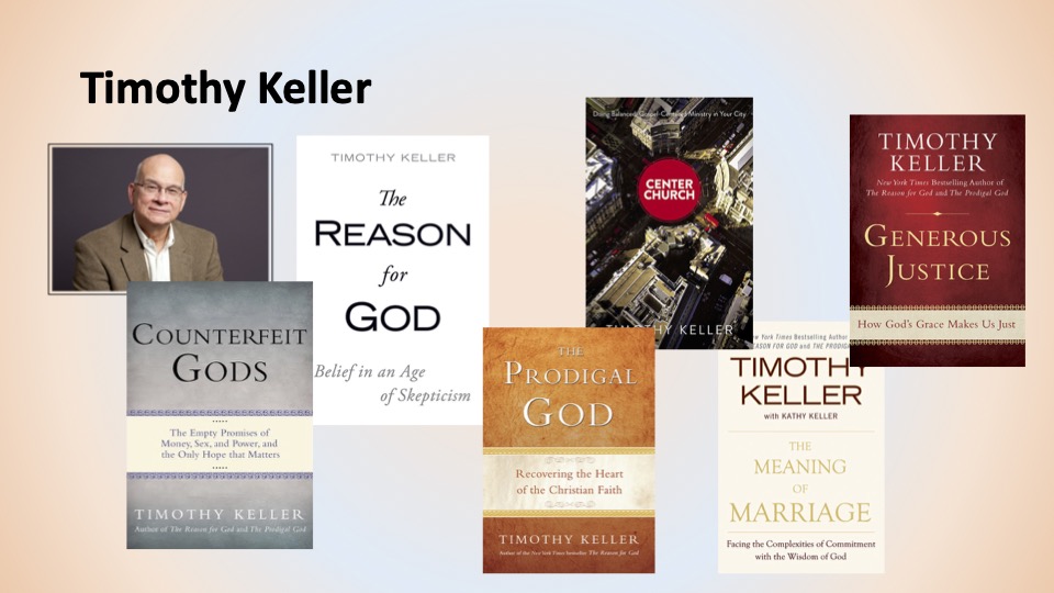 Photo of Timothy Keller and six of his books