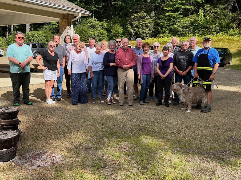 Photo of those gathering at a Dutch Oven Dinner at Mayberry Presbyterian Church 