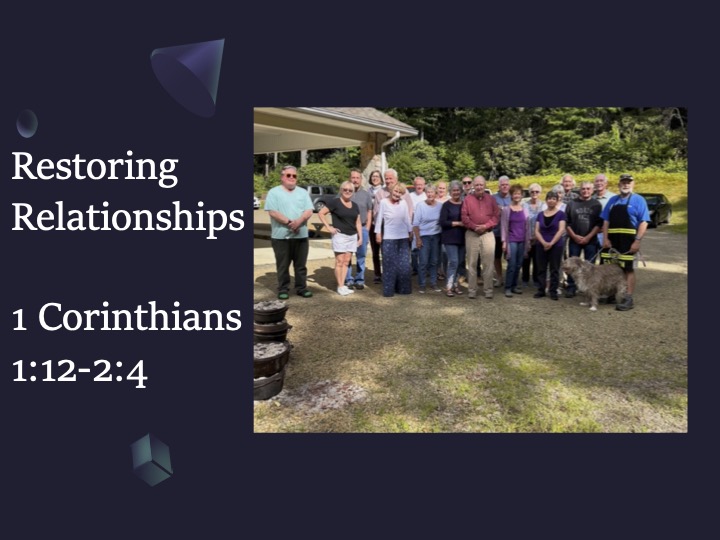 title slide with photo of those gathered at a cookout