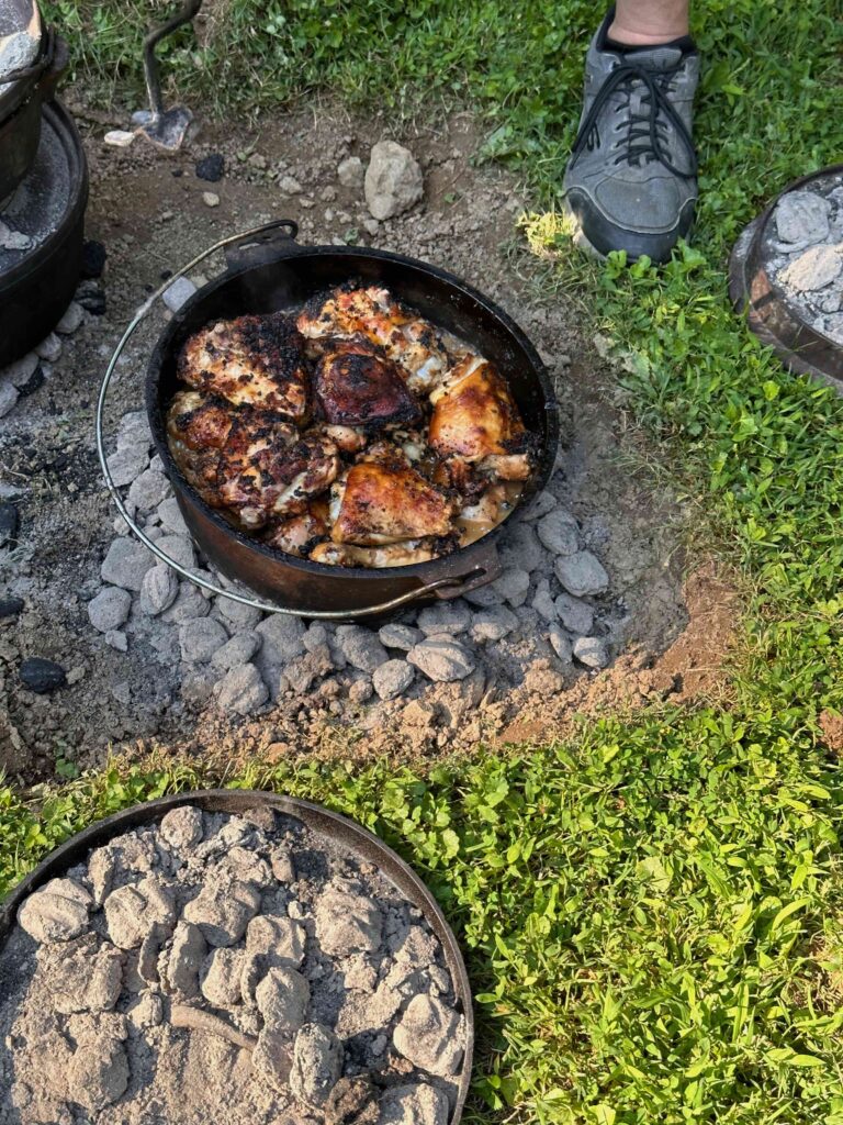 Chicken cooked in a dutch oven