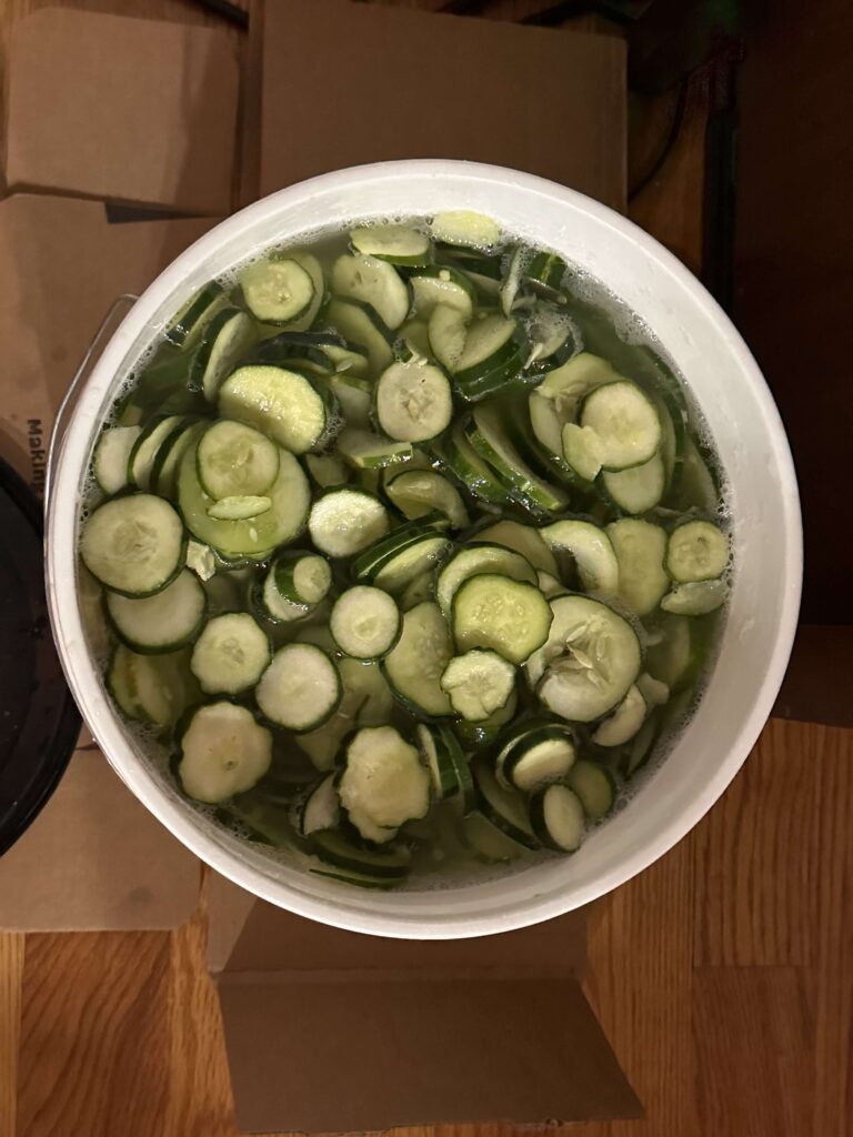 Cucumbers in a lime bath