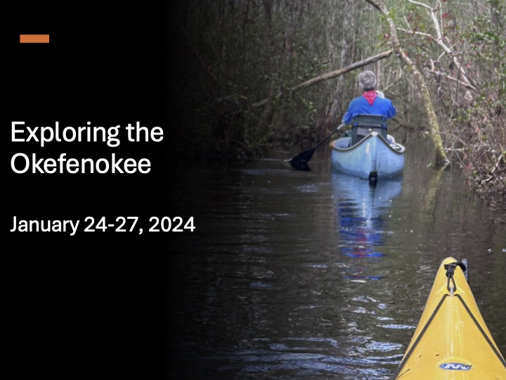 Title Slide, kayak following a canoe