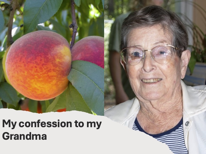 title slide with peaches and my grandmother