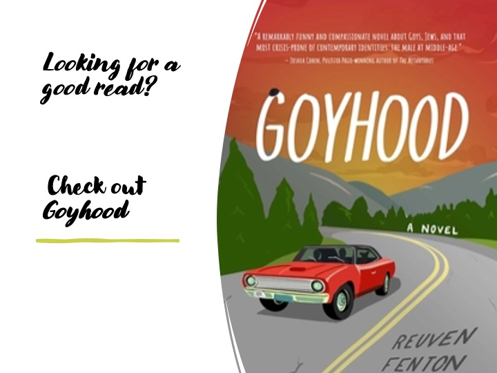 Title slide with copy of the book, "Goyhood"