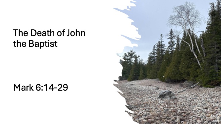 title slide with photo of rocks along shore of St. Mary's River at DeTour Village, Michigan