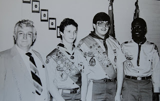 Harold (left) and Delano with two scouts who were rewarded their Eagle award.