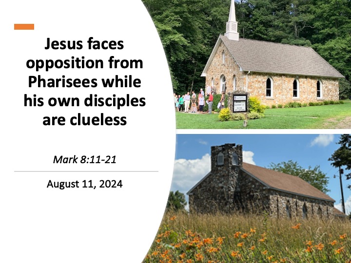 Title slide with photos of Mayberry and Bluemont Churches