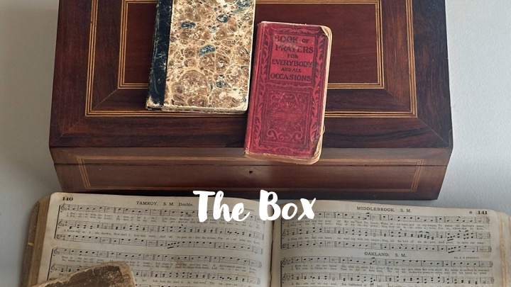 title slide showing the box and several of the books it contains