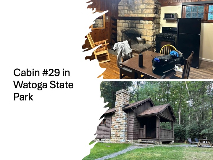 photos of cabin in Watoga State Park 