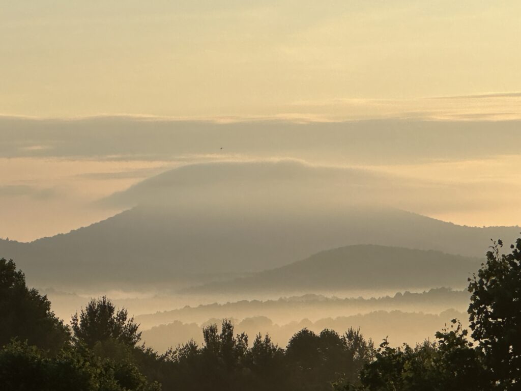 Cloud covering Buffalo mountain early in the morning 