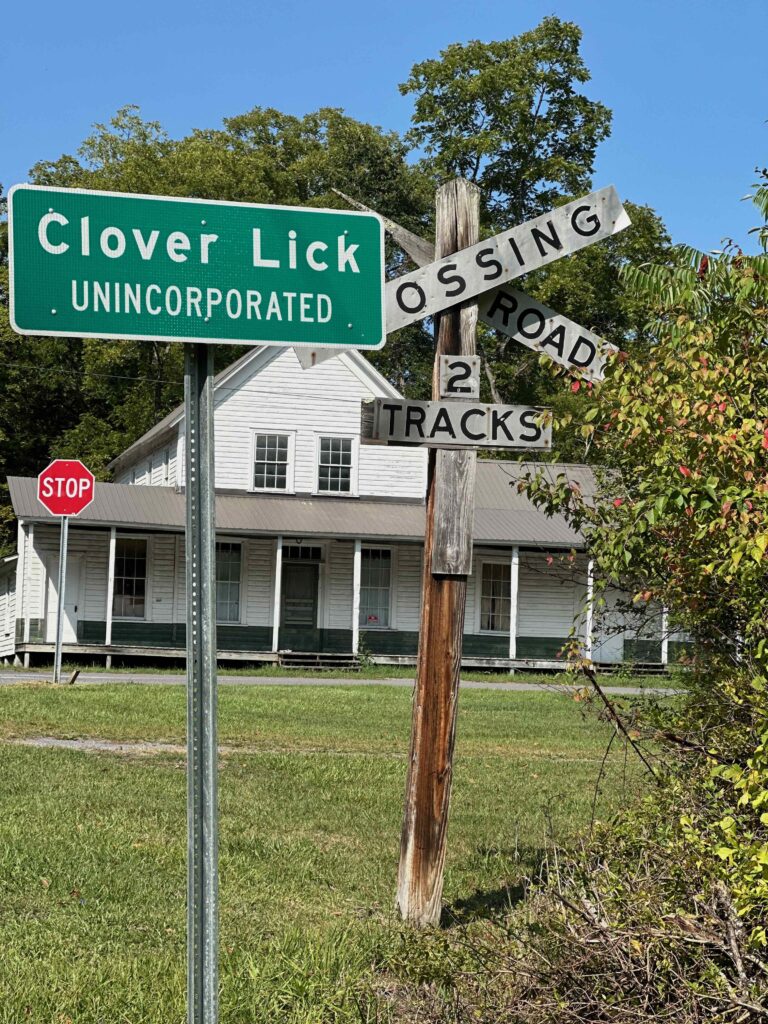 former railroad crossing in Clover Lick