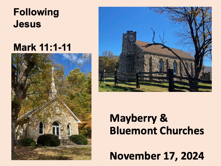 Title slide with photo of two rock churches where the sermon will be preached