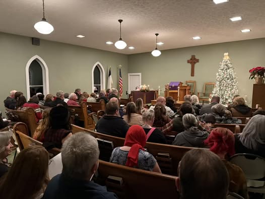 photos of candlelight service at Mayberry Church 