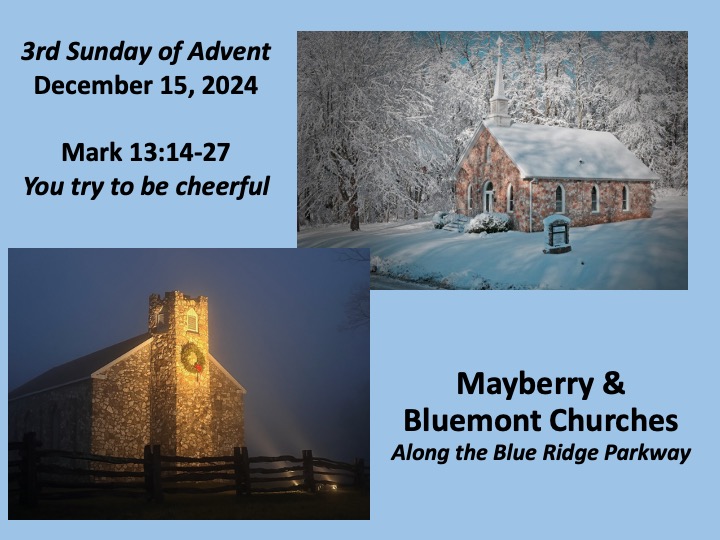 Title slide with photos of churches in winter