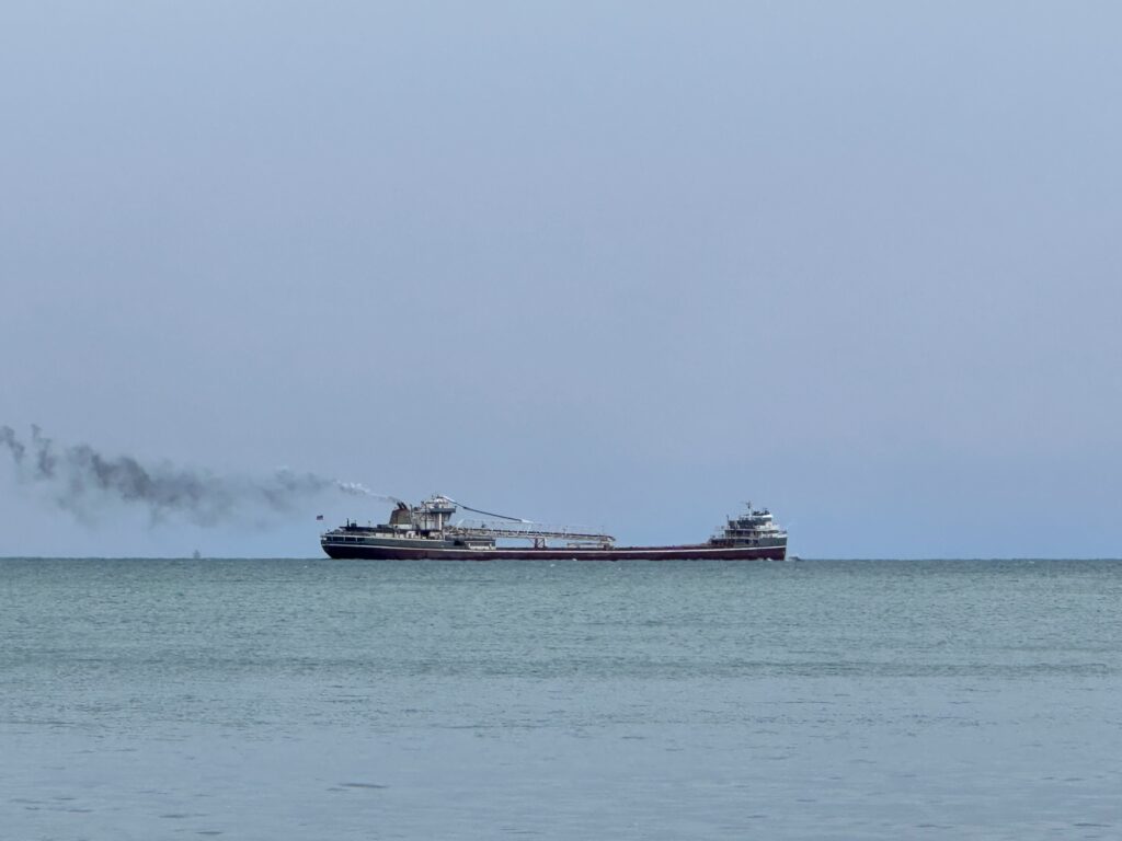 Freighter heading out of the St. Mary's River at DeTour MI and on toward Lake Huron.