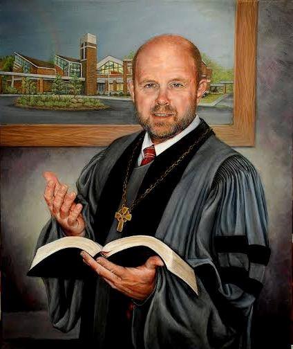 Author's portrait that hangs in the new church at First Presbyterian Church of Hastings