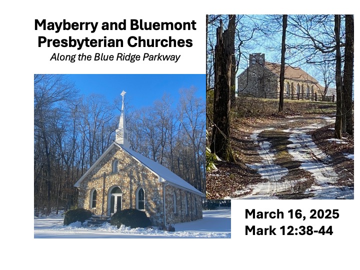 Title slide with winter photo of the churches where the sermon will be delivered.