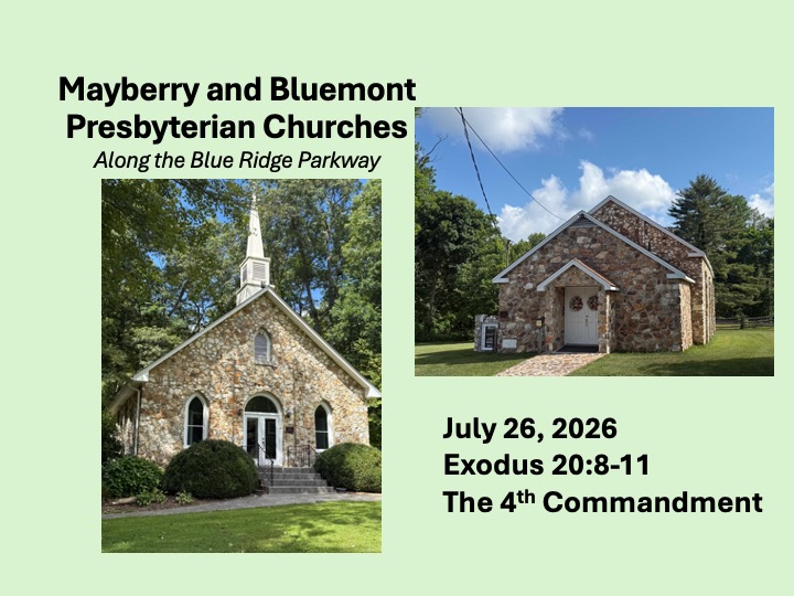 Title slide with photos of Maybrerry and Bluemnt Churches
