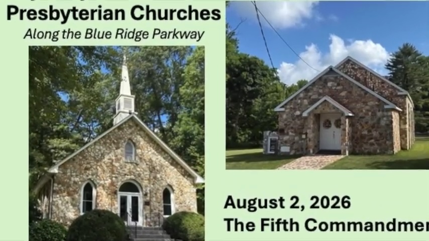 Title slide with photos of Mayberry and Bluemont Churches