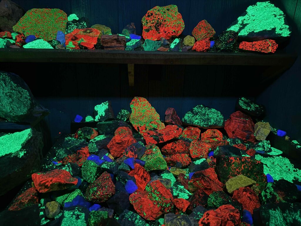 Rocks under a blacklight 